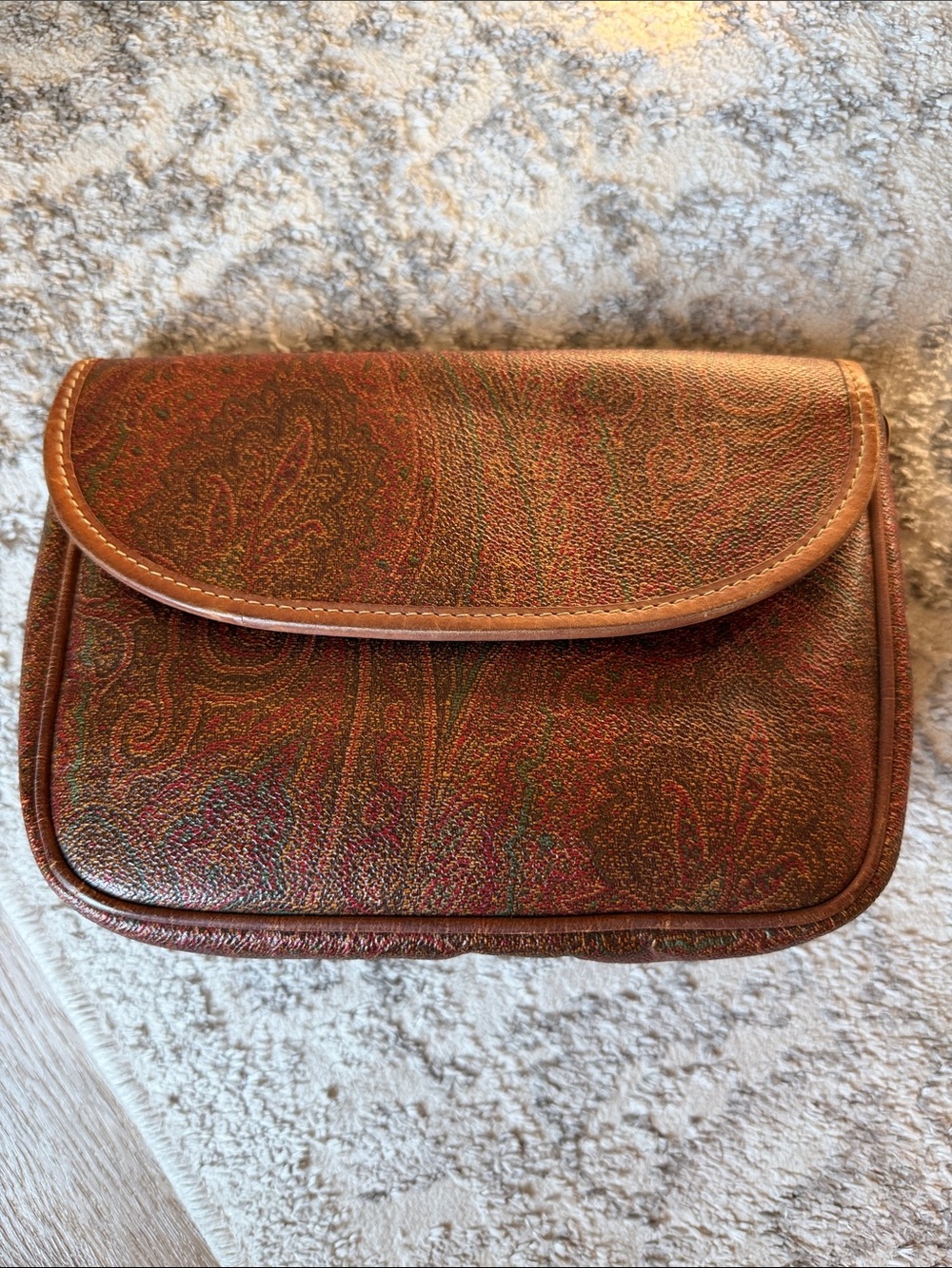 Etro Elegant Paisley Fold-Over Clutch in Multitone Brown